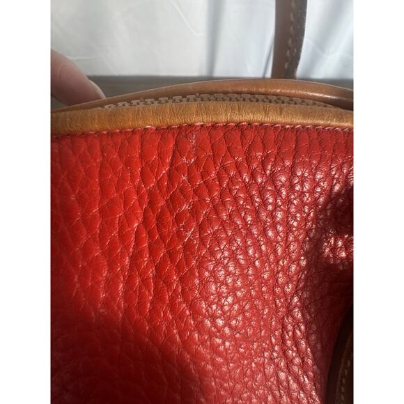 Vintage Dooney & Bourke all weather leather satchel bag. red pebbled leather - Picture 10 of 16
